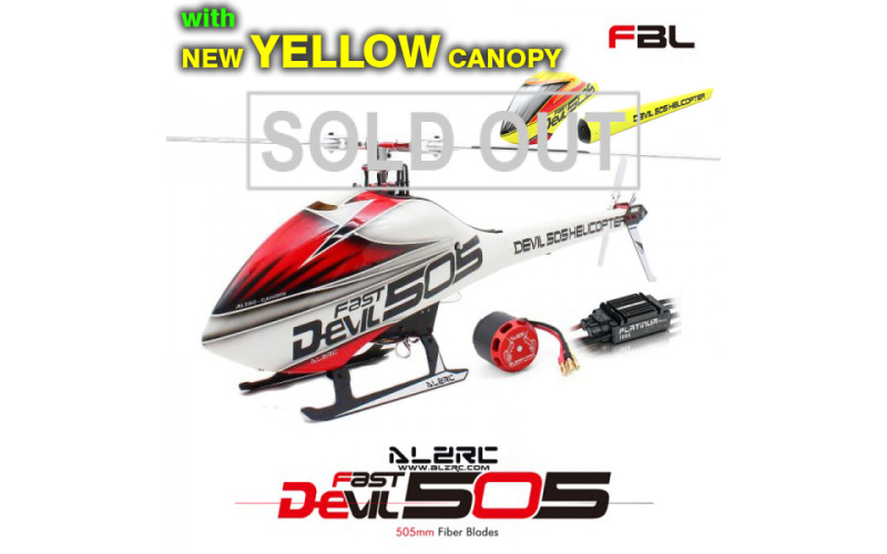 ALZRC - Devil 505 FAST FBL COMBO Motor dan ESC - Silver-New Yellow Canopy QQ